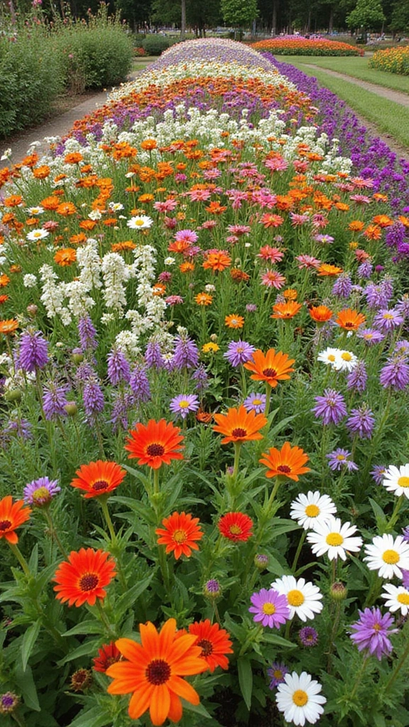 47 Flower Garden Ideas in Front of House for Stunning Curb Appeal - 11. Colorful Perennial Borders