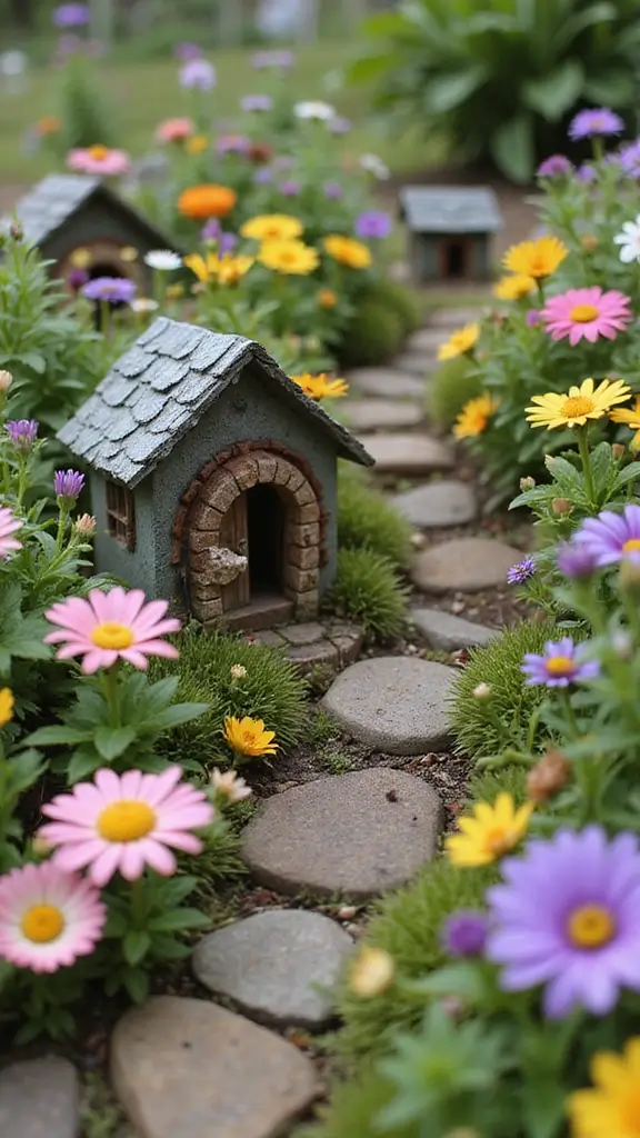 47 Flower Garden Ideas in Front of House for Stunning Curb Appeal - 14. Whimsical Fairy Gardens