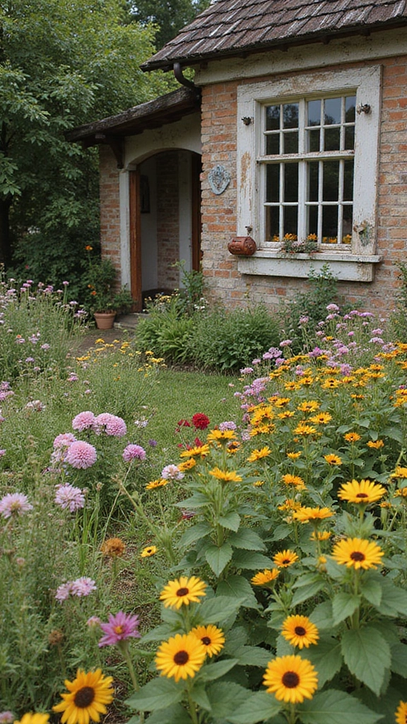 47 Flower Garden Ideas in Front of House for Stunning Curb Appeal - 21. Rustic Country Flower Gardens