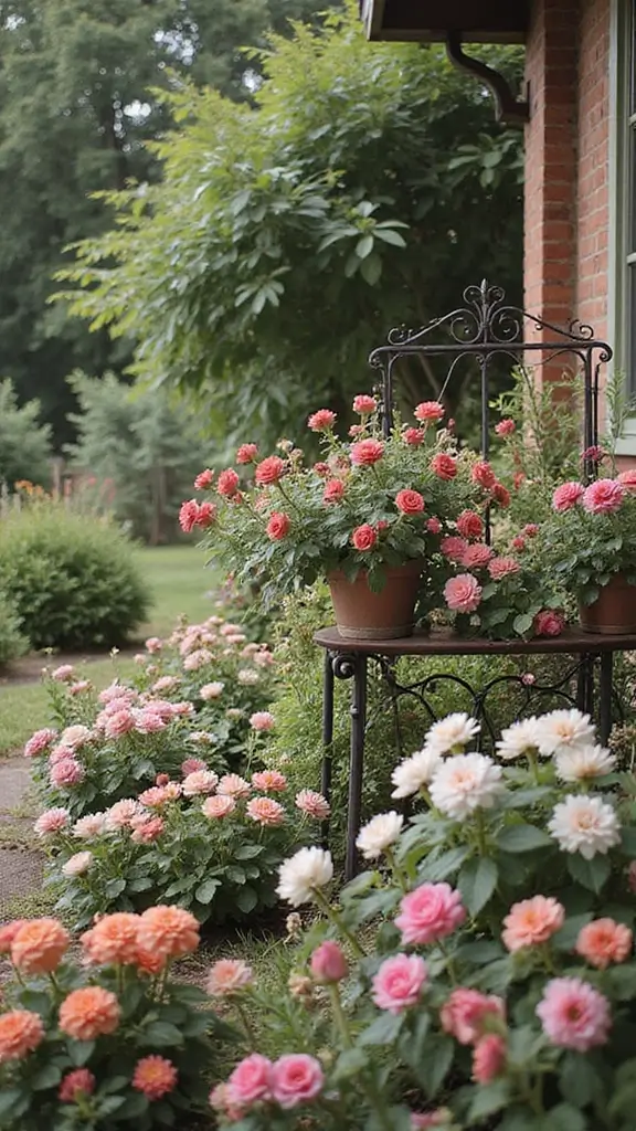 47 Flower Garden Ideas in Front of House for Stunning Curb Appeal - 26. Vintage Flower Gardens