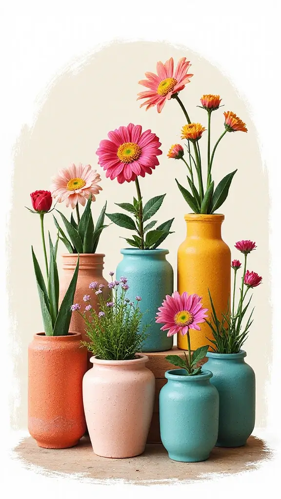 47 Flower Garden Ideas in Front of House for Stunning Curb Appeal - 29. Artistic Container Compositions