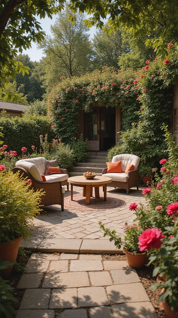 47 Flower Garden Ideas in Front of House for Stunning Curb Appeal - 46. Gathering Spaces with Flowers