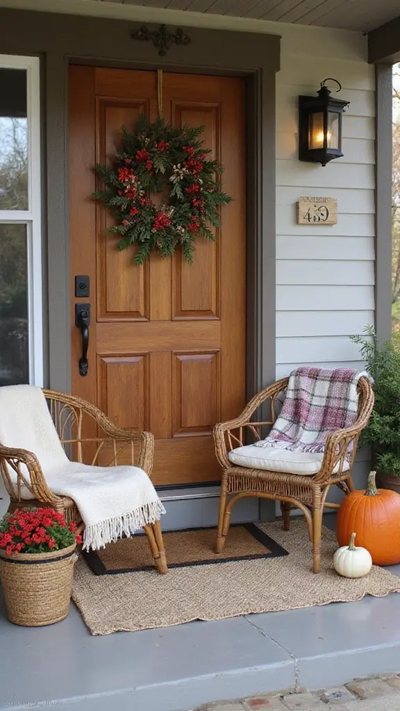 47 Front Porch Christmas Decor Ideas That Welcome Guests - 21. Cozy Blankets