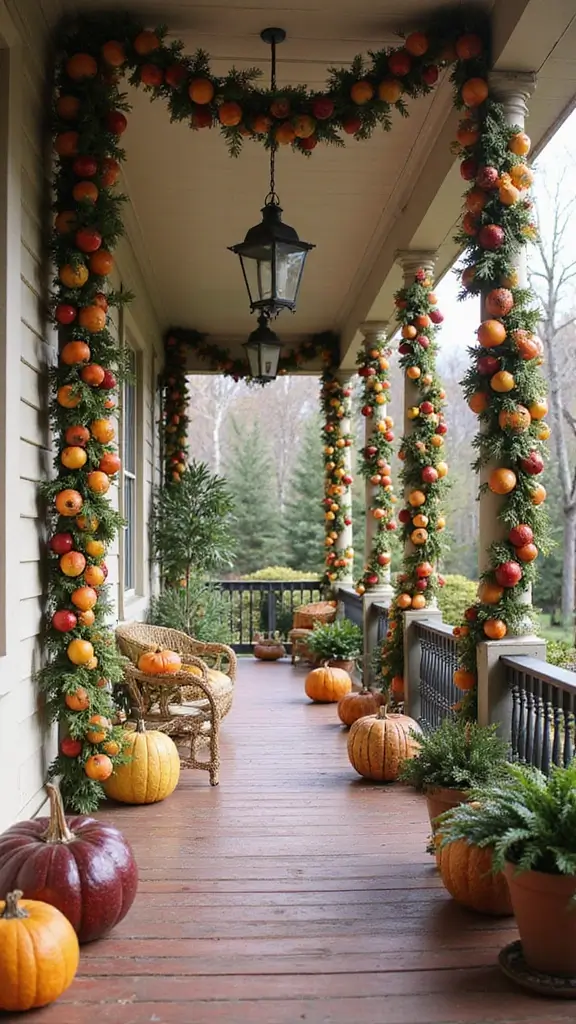 47 Front Porch Christmas Decor Ideas That Welcome Guests - 26. Dried Fruit Garlands