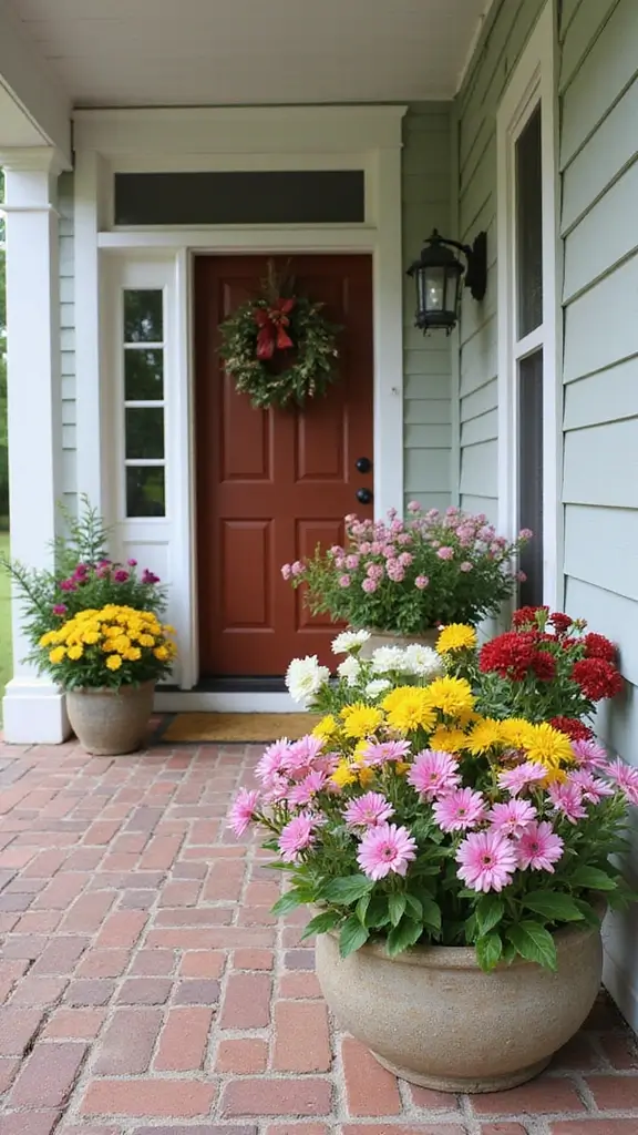 47 Front Porch Christmas Decor Ideas That Welcome Guests - 33. Seasonal Flower Bouquets