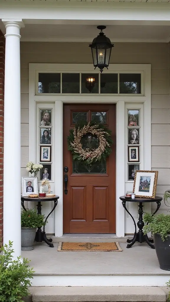 47 Front Porch Christmas Decor Ideas That Welcome Guests - 38. Personalized Photo Frame Displays