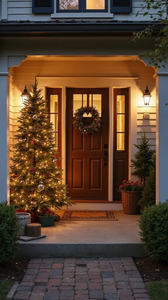 47 Front Porch Christmas Decor Ideas That Welcome Guests - 39. Eco-Friendly Christmas Tree