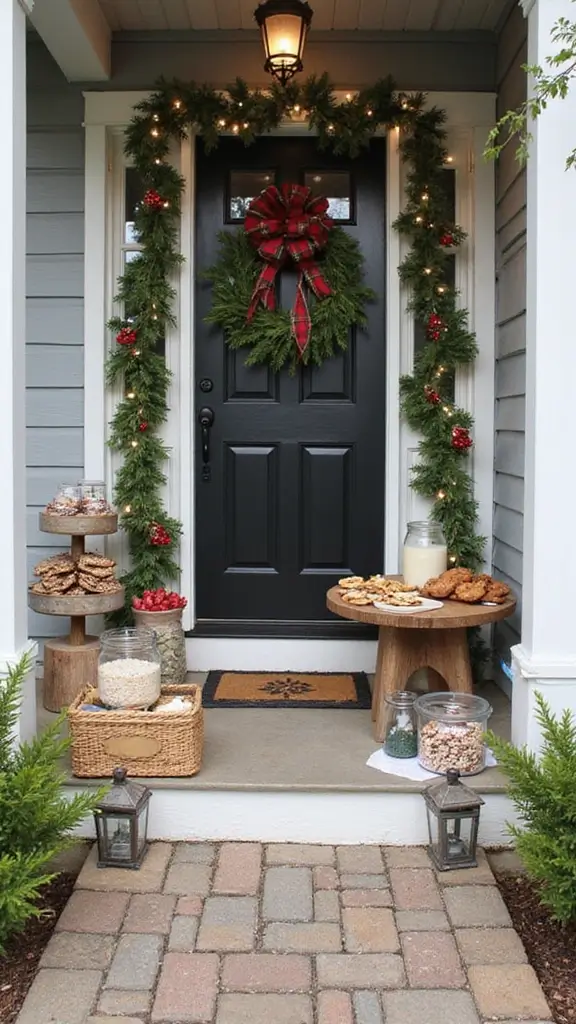 47 Front Porch Christmas Decor Ideas That Welcome Guests - 40. Holiday Cookie Bar