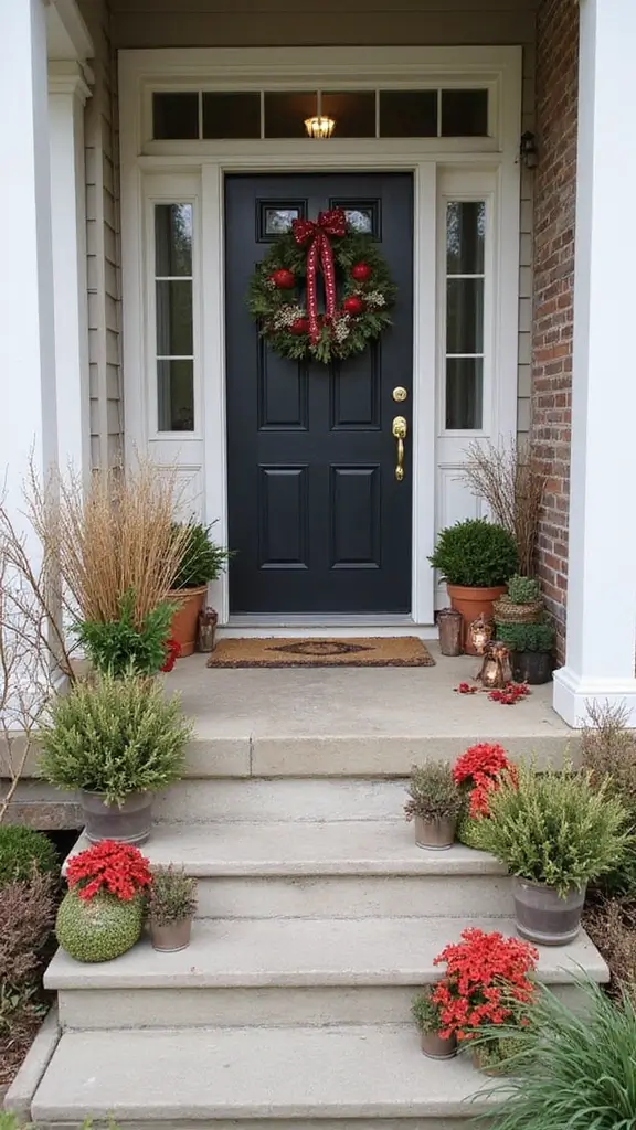 47 Front Porch Christmas Decor Ideas That Welcome Guests - 43. DIY Holiday Centerpieces
