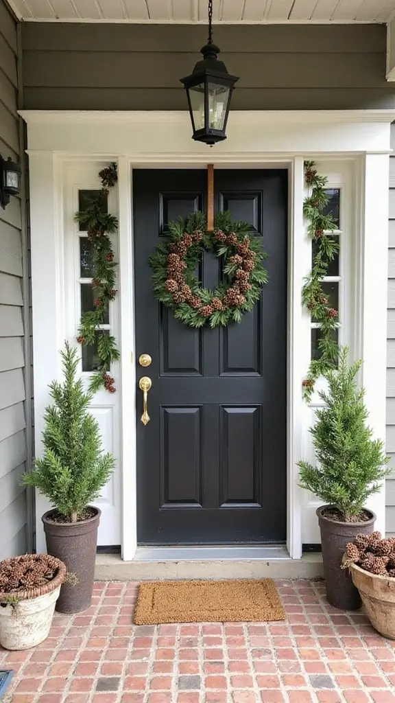 47 Front Porch Christmas Decor Ideas That Welcome Guests - 5. DIY Pinecone Decorations
