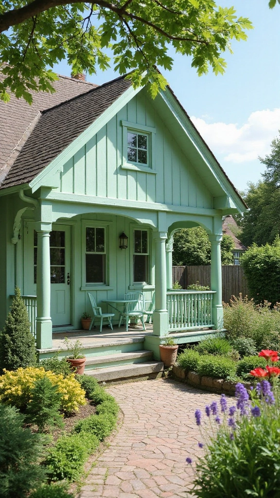 47 Home Exterior Colors in India That Are Trending Now - 17. Fresh Mint Green