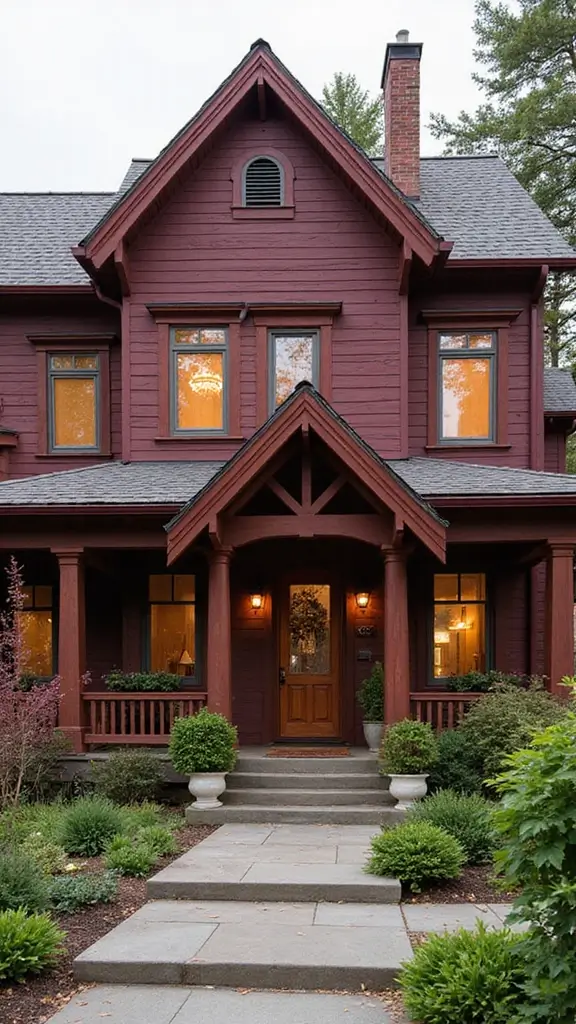 47 Home Exterior Colors in India That Are Trending Now - 20. Deep Burgundy