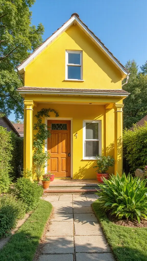 47 Home Exterior Colors in India That Are Trending Now - 21. Bright Lemon Yellow