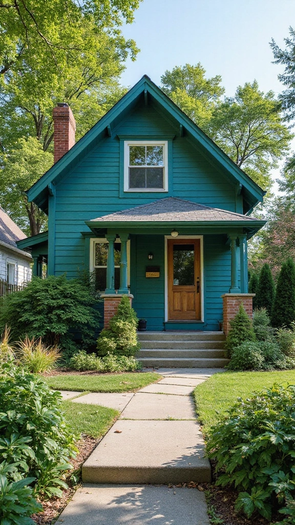 47 Home Exterior Colors in India That Are Trending Now - 34. Bold Teal