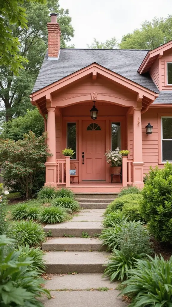 47 Home Exterior Colors in India That Are Trending Now - 35. Gentle Coral