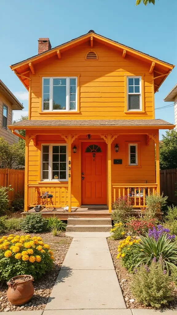 47 Home Exterior Colors in India That Are Trending Now - 42. Sunny Orange