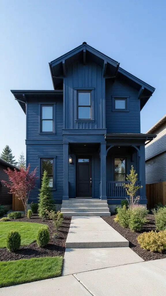 47 Home Exterior Colors in India That Are Trending Now - 44. Bold Indigo