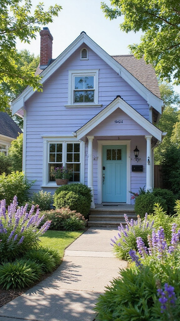 47 Home Exterior Colors in India That Are Trending Now - 45. Light Lavender Blue