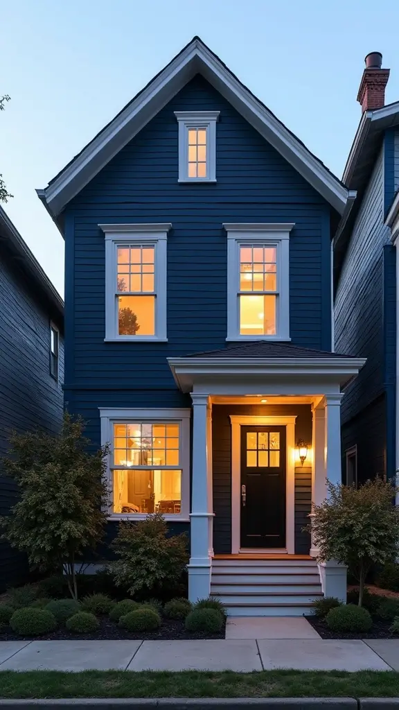 47 Home Exterior Colors in India That Are Trending Now - 9. Deep Navy Blue