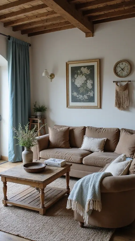 47 House Color Schemes Interior Palettes That Wow Instantly - 16. Rustic Brown and Dusty Blue