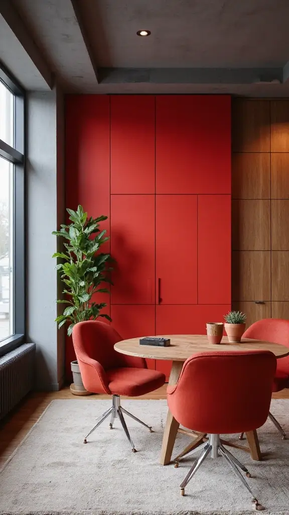47 House Color Schemes Interior Palettes That Wow Instantly - 18. Bright Red and Warm Grey