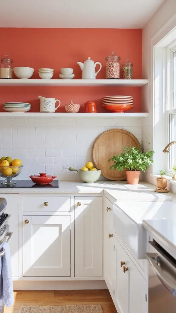 47 House Color Schemes Interior Palettes That Wow Instantly - 2. Vibrant Coral and Crisp White