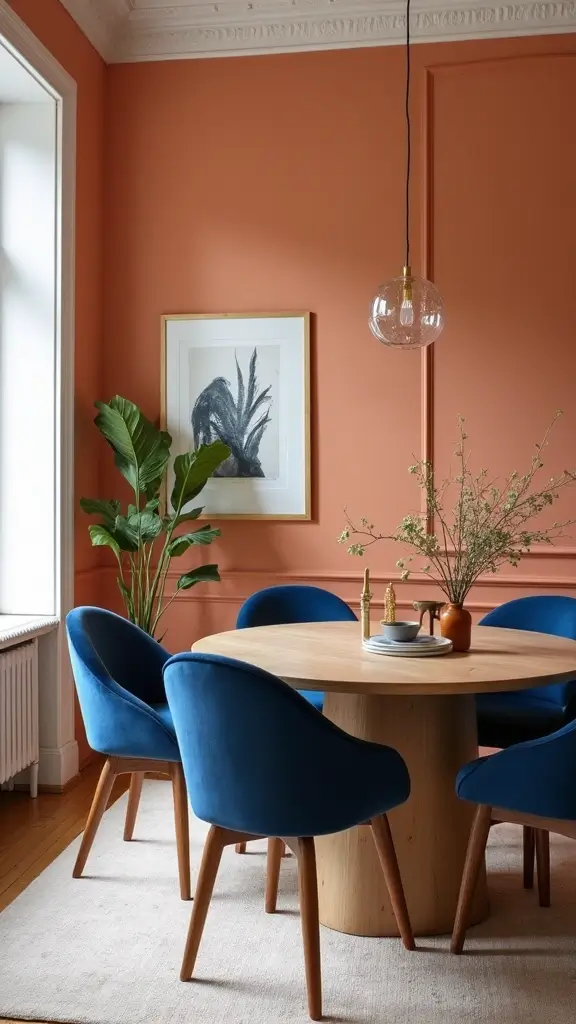 47 House Color Schemes Interior Palettes That Wow Instantly - 25. Warm Peach and Cool Navy