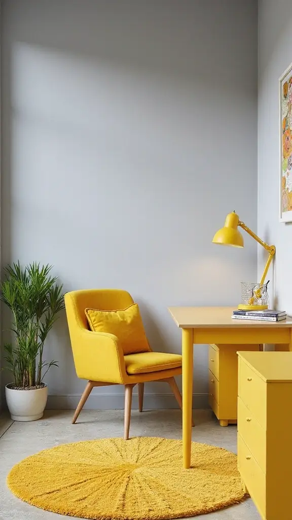 47 House Color Schemes Interior Palettes That Wow Instantly - 26. Soft Grey and Bright Yellow