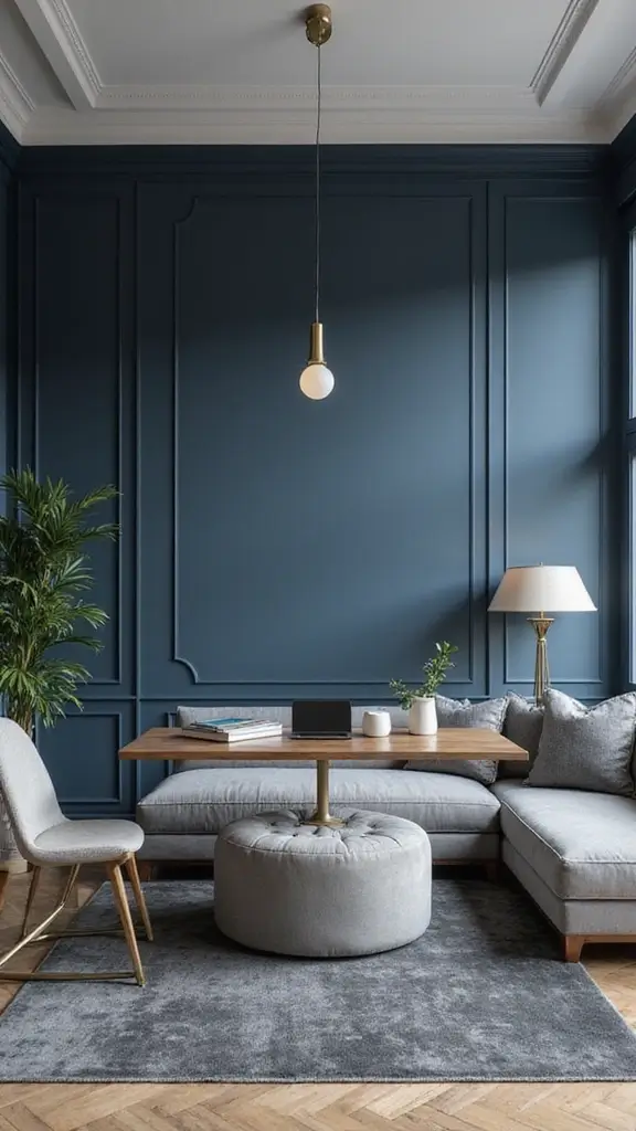 47 House Color Schemes Interior Palettes That Wow Instantly - 3. Deep Navy and Soft Grey