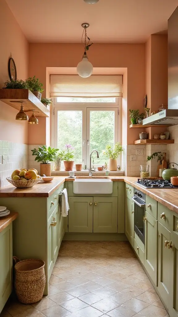 47 House Color Schemes Interior Palettes That Wow Instantly - 34. Sweet Peach and Olive Green