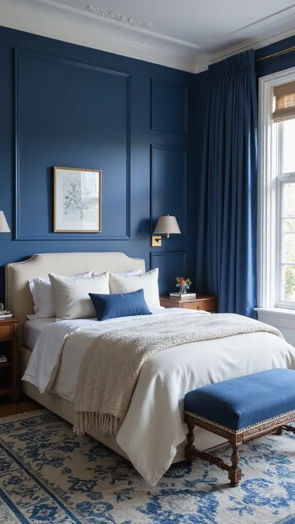 47 House Color Schemes Interior Palettes That Wow Instantly - 37. Bold Blue and Soft Cream