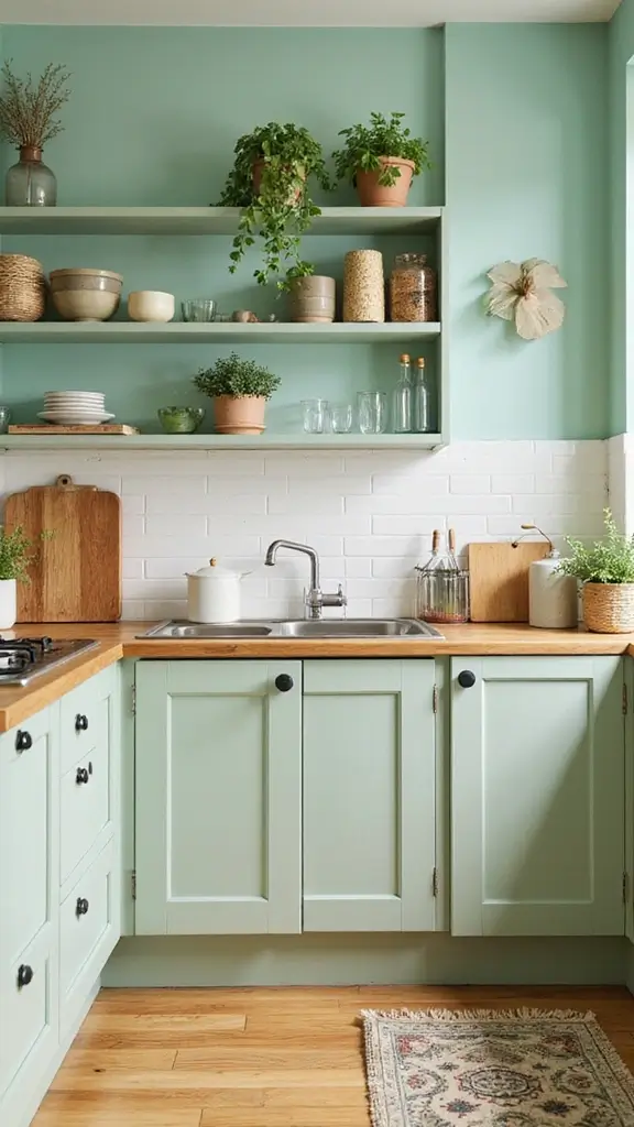 47 House Color Schemes Interior Palettes That Wow Instantly - 40. Bright Mint and Warm Beige