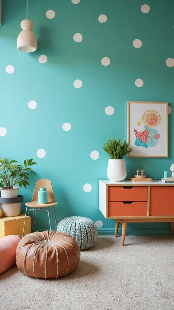 47 Modern Retro Interior Design Ideas That Feel Playful - 1. Fun with Colorful Accent Walls