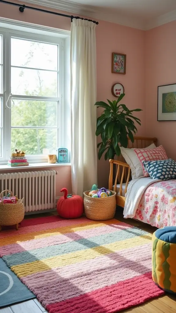 47 Modern Retro Interior Design Ideas That Feel Playful - 11. Eclectic Patterns in Rugs