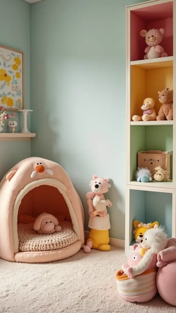 47 Modern Retro Interior Design Ideas That Feel Playful - 17. Playful Pet Corner