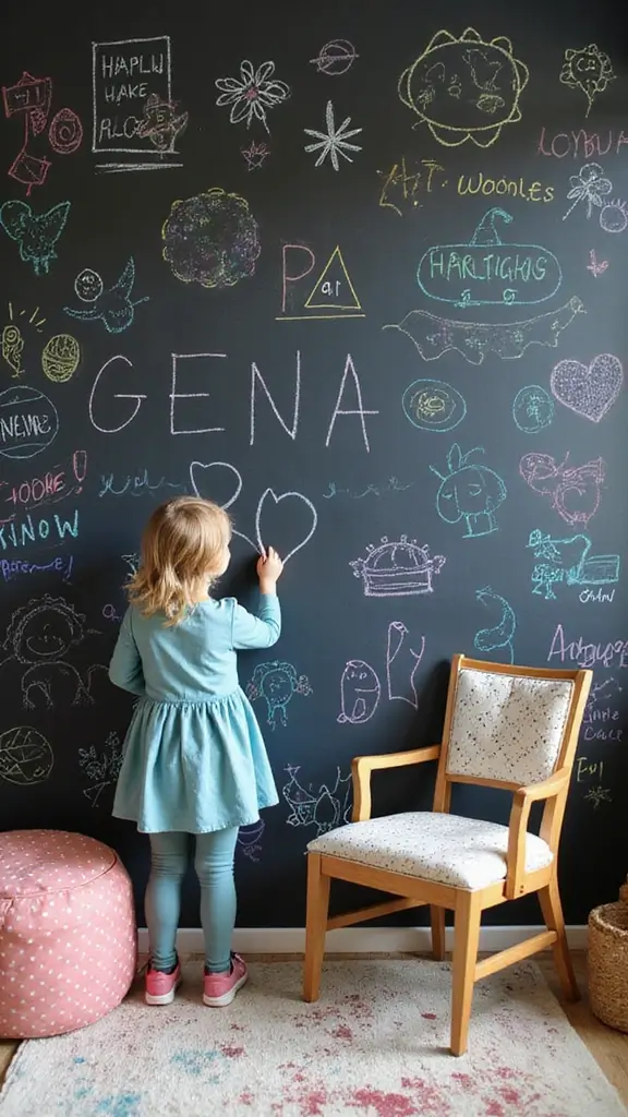 47 Modern Retro Interior Design Ideas That Feel Playful - 18. Interactive Chalkboard Walls