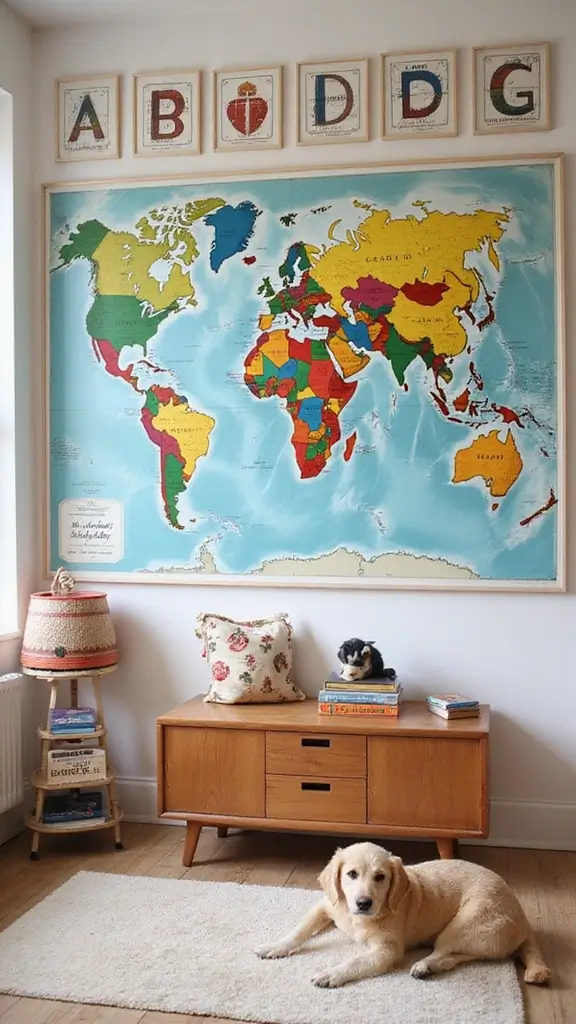 47 Modern Retro Interior Design Ideas That Feel Playful - 24. Vintage Educational Decor