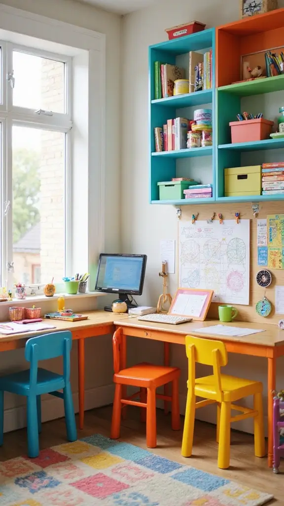 47 Modern Retro Interior Design Ideas That Feel Playful - 30. Fun and Functional Workstations