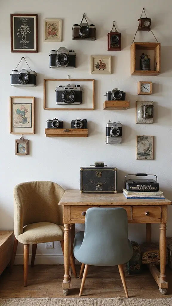 47 Modern Retro Interior Design Ideas That Feel Playful - 31. Vintage Artifacts as Decor