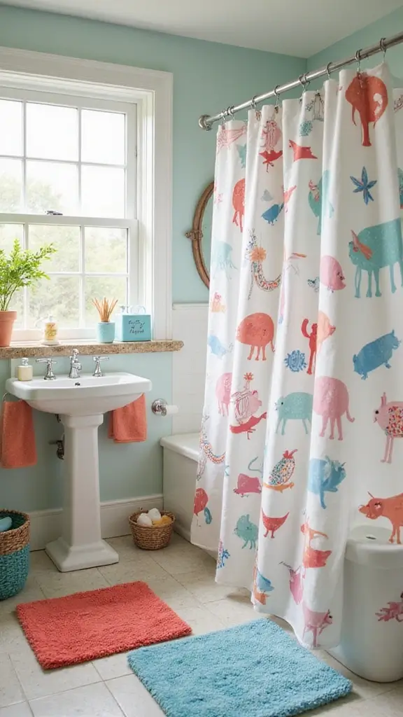 47 Modern Retro Interior Design Ideas That Feel Playful - 39. Bright and Cheery Bathroom Accessories