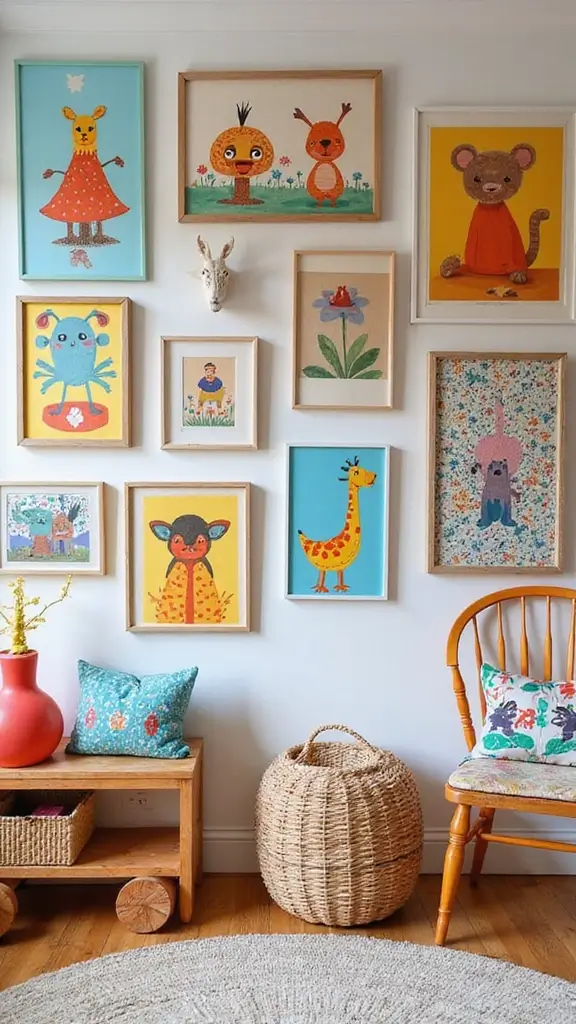 47 Modern Retro Interior Design Ideas That Feel Playful - 4. Quirky Wall Art
