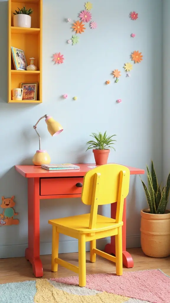 47 Modern Retro Interior Design Ideas That Feel Playful - 45. Colorful Kids' Furniture Sets
