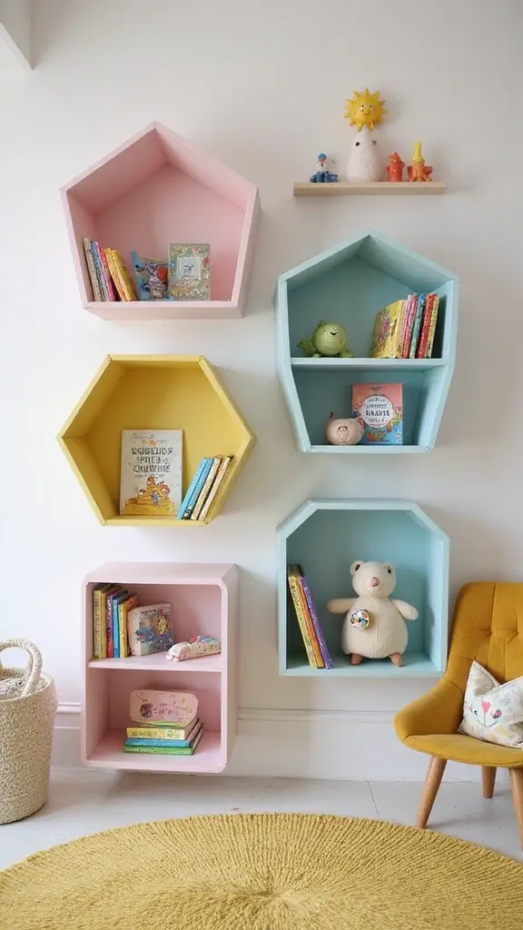 47 Modern Retro Interior Design Ideas That Feel Playful - 46. Creative Shelving Solutions