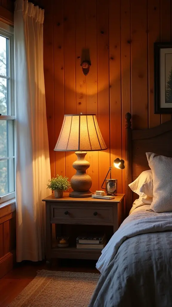 47 Rustic Lake House Decor Ideas That Feel Relaxing - 20. Layered Lighting