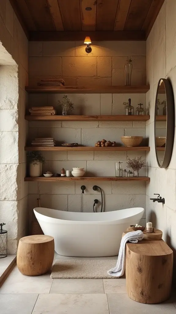 47 Rustic Lake House Decor Ideas That Feel Relaxing - 28. Rustic Bathroom Decor