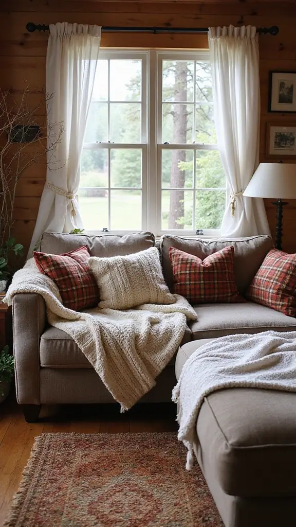 47 Rustic Lake House Decor Ideas That Feel Relaxing - 3. Soft Textiles and Fabrics