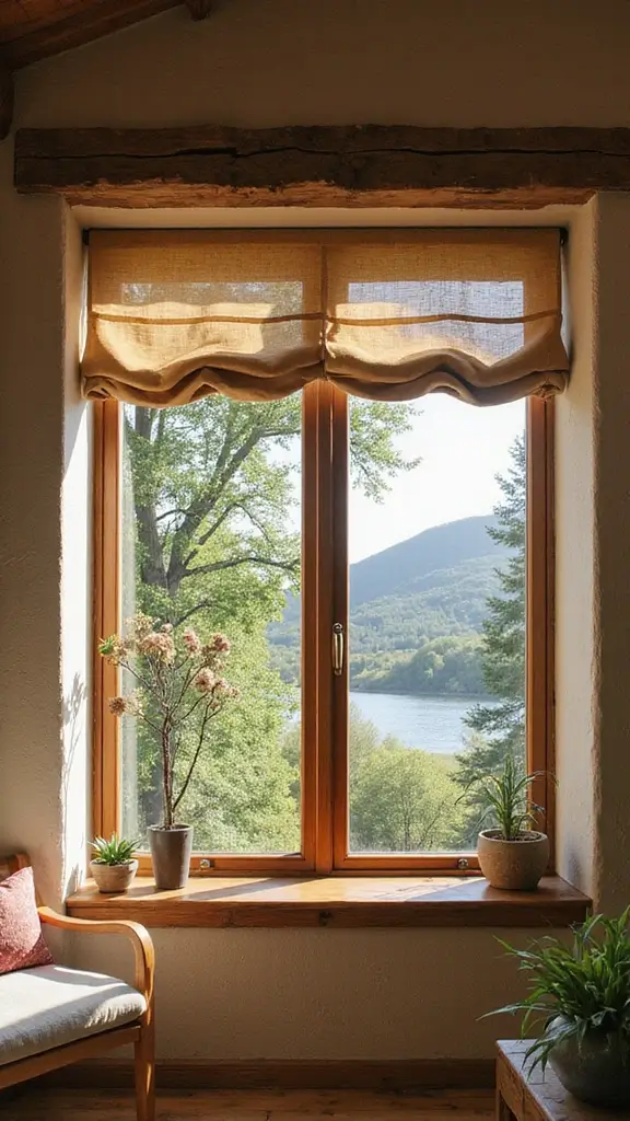 47 Rustic Lake House Decor Ideas That Feel Relaxing - 30. Rustic Window Treatments