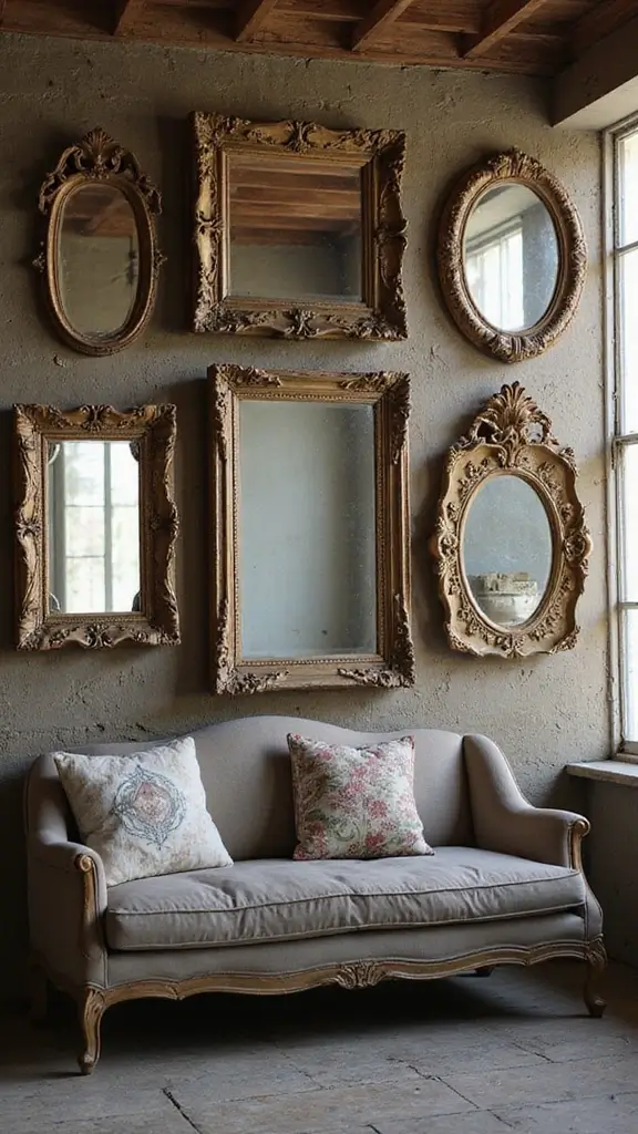 47 Rustic Lake House Decor Ideas That Feel Relaxing - 32. Vintage Mirrors