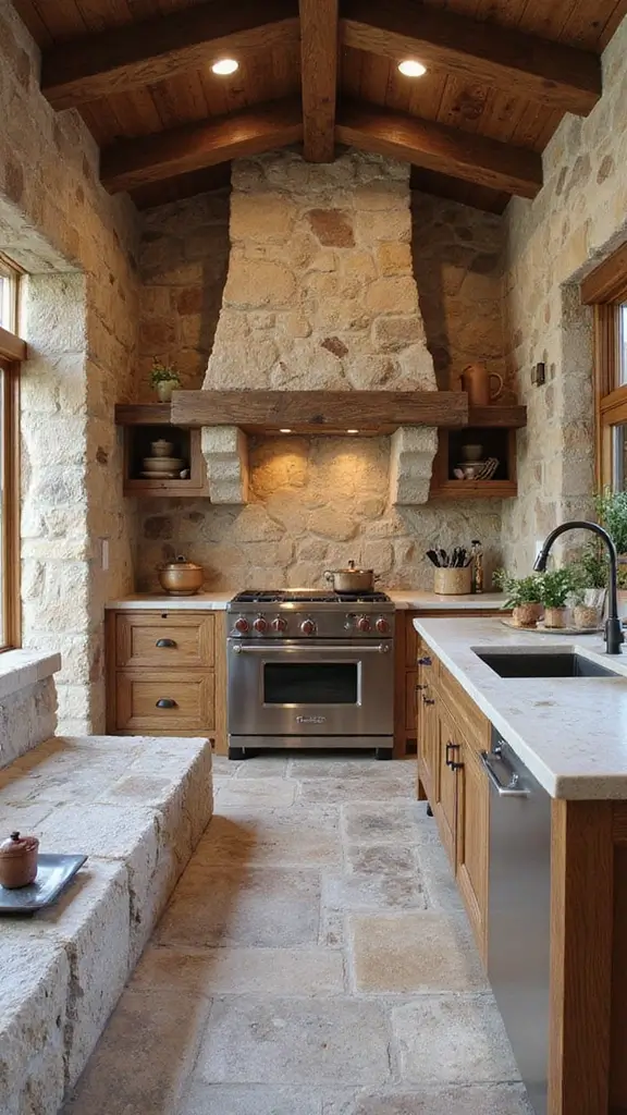 47 Rustic Lake House Decor Ideas That Feel Relaxing - 39. Natural Stone Features