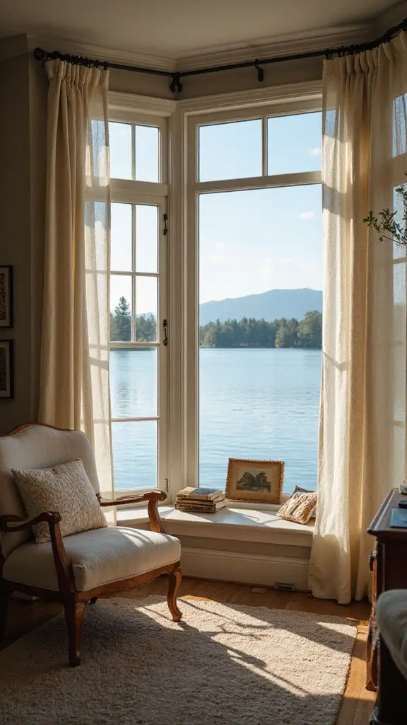 47 Rustic Lake House Decor Ideas That Feel Relaxing - 4. Large Windows for Natural Light